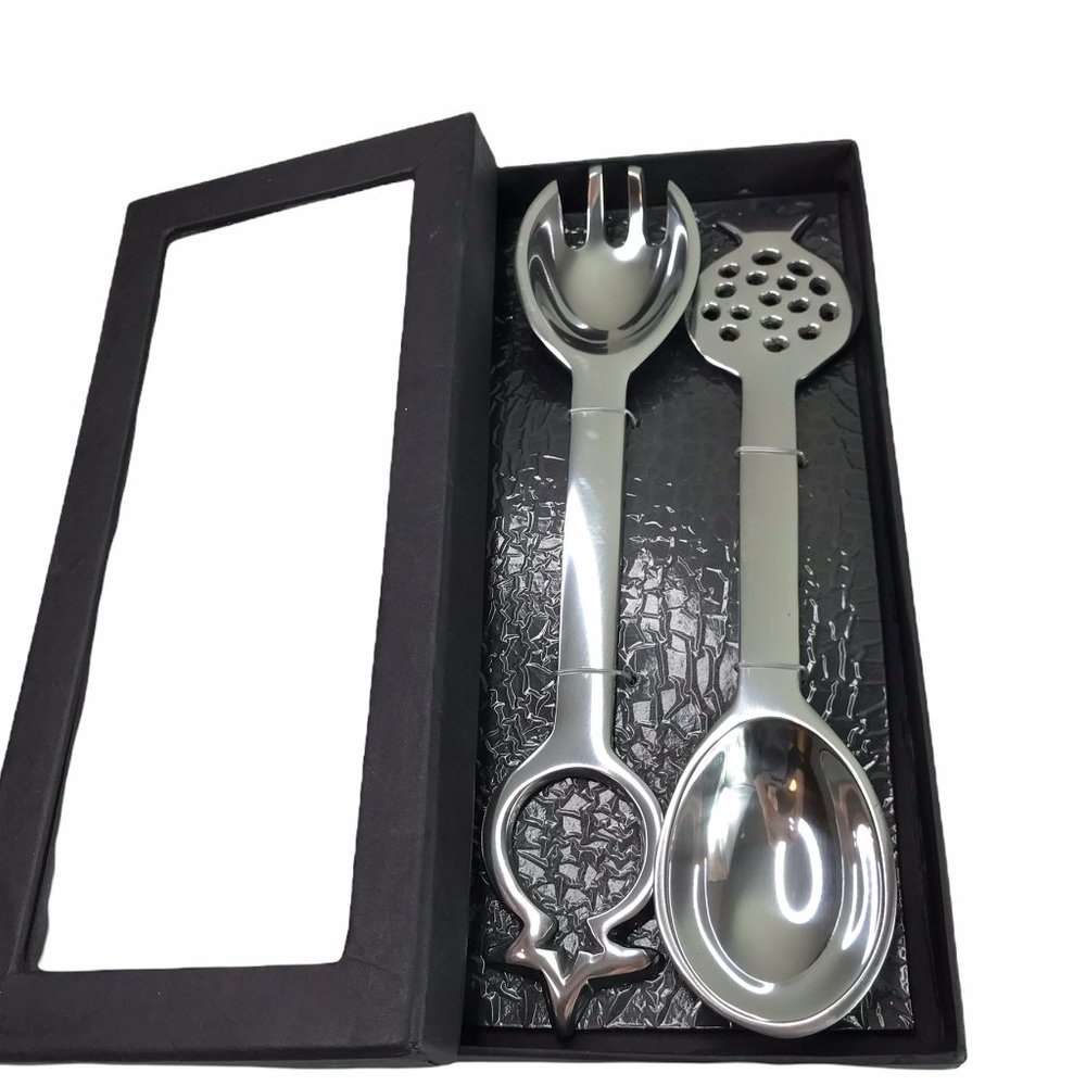 Emanuel Pomegranate Salad Spoons Silver